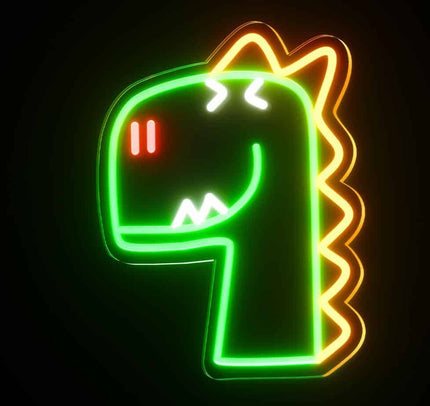 Grøn dinosaur neon lampe til børneværelset