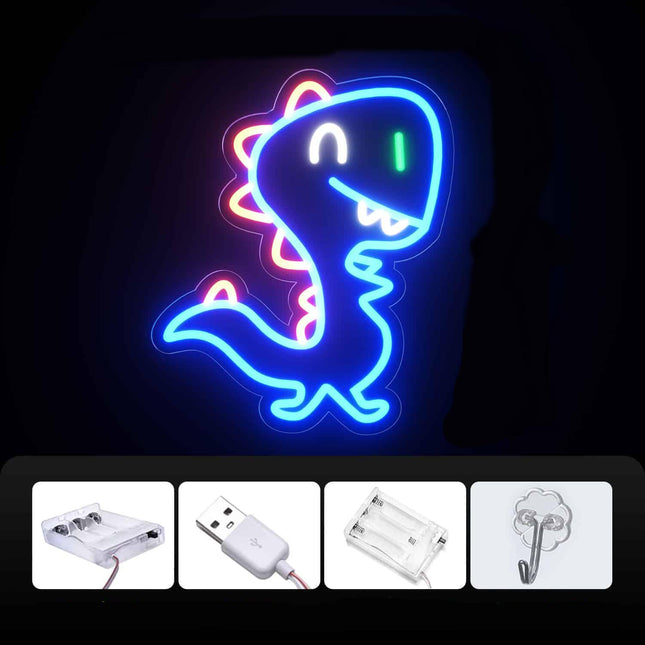 Sjov dinosaur neon lampe til væggen
