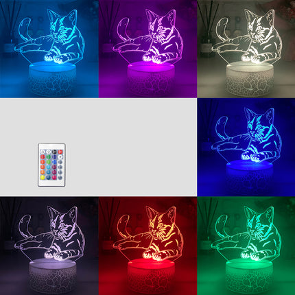 3D kat illusion LED natlampe