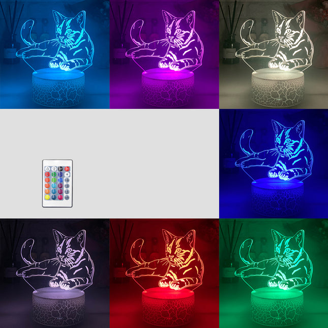 3D kat illusion LED natlampe