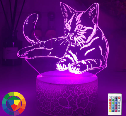 3D kat illusion LED natlampe