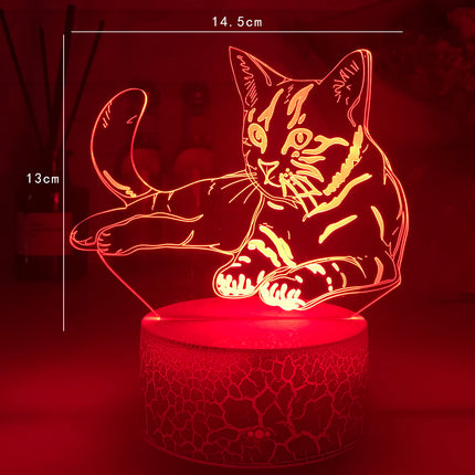 3D kat illusion LED natlampe