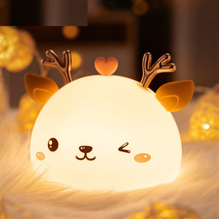 Sød hjorte natlampe i silikone med touch