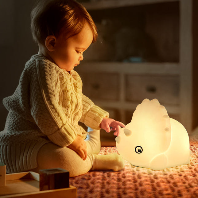 Dinosaur silikone natlampe med touch sensor