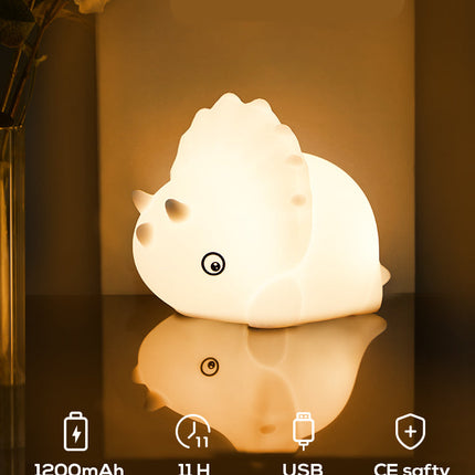 Dinosaur silikone natlampe med touch sensor