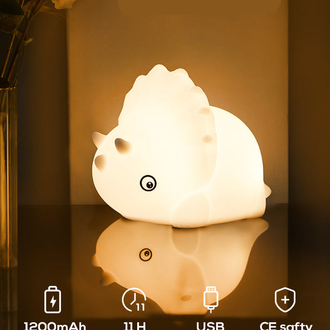 Dinosaur silikone natlampe med touch sensor