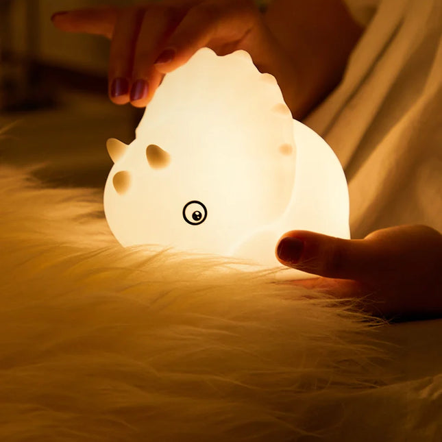 Dinosaur silikone natlampe med touch sensor