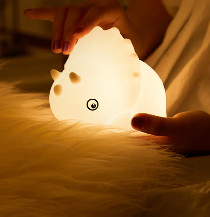 Dinosaur silikone natlampe med touch sensor