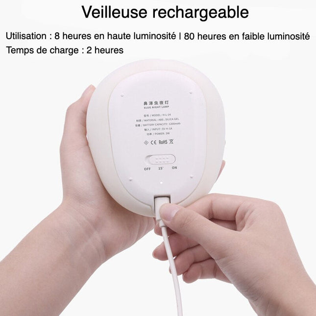 Genopladelig snegle natlampe til amning