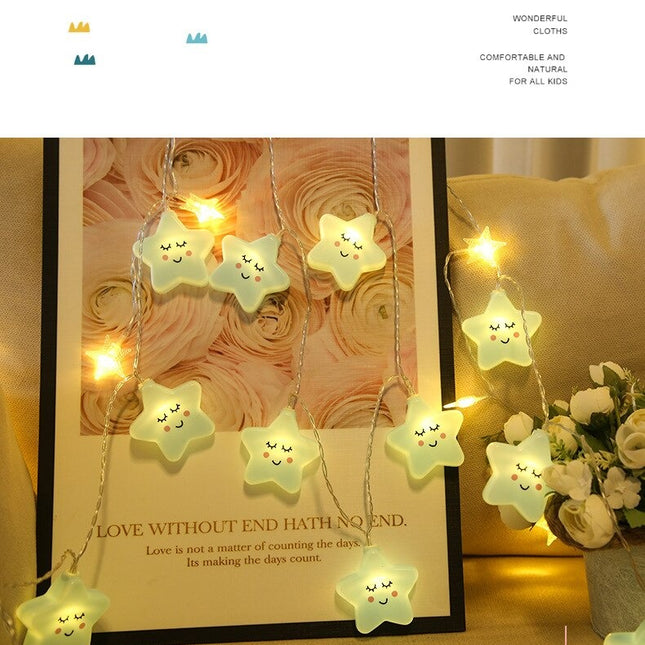 Blå stjerne lyskæde til børneværelse