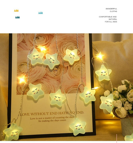 Blå stjerne lyskæde til børneværelse