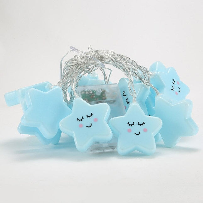 Blå stjerne lyskæde til børneværelse