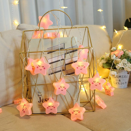 Lyserød stjerne lyskæde til piger