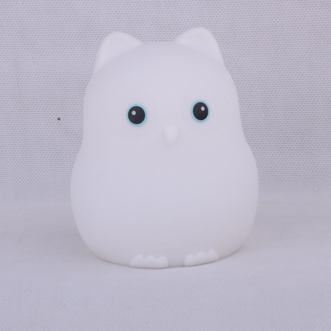 Ugle natlampe i silikone med fjernbetjening