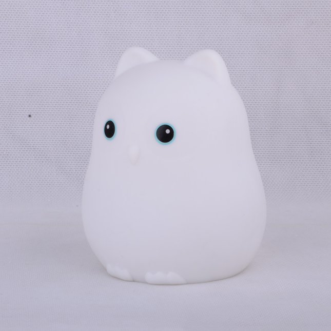 Ugle natlampe i silikone med fjernbetjening