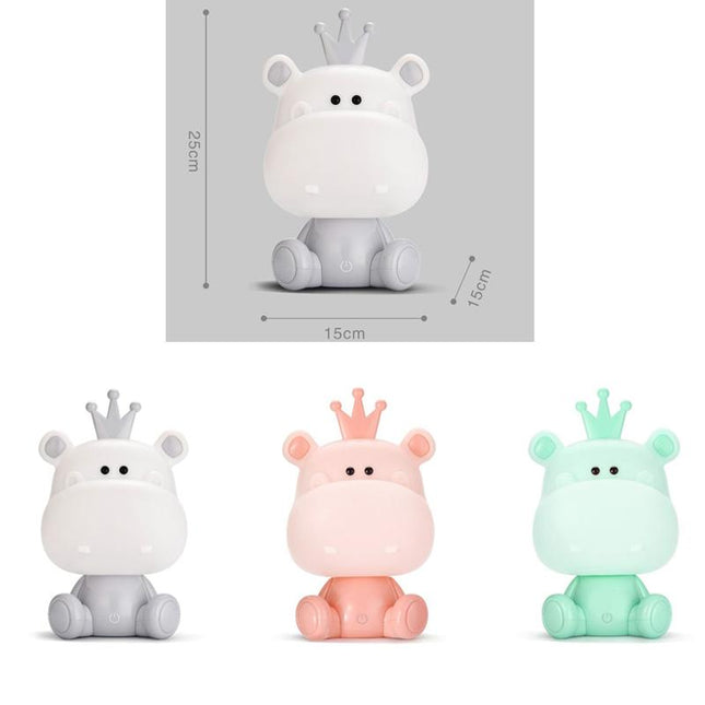 Sød flodhest natlampe med touch