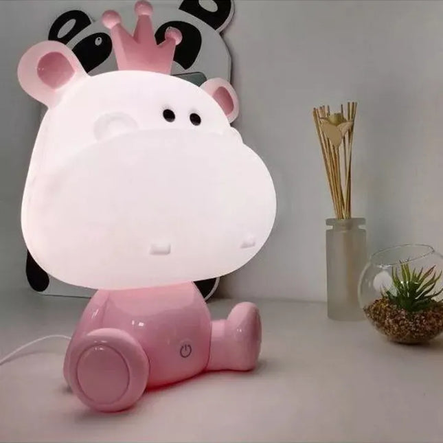 Sød flodhest natlampe med touch