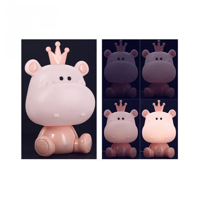 Sød flodhest natlampe med touch