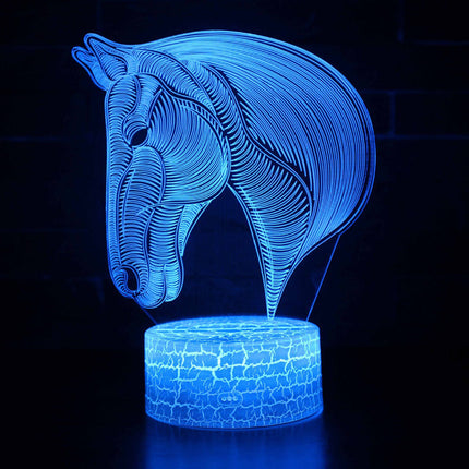 3D LED natlampe med optisk hestehoved