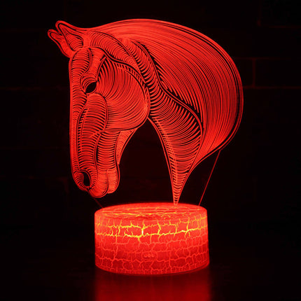 3D LED natlampe med optisk hestehoved