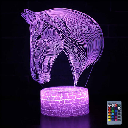 3D LED natlampe med optisk hestehoved