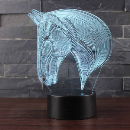 3D LED natlampe med optisk hestehoved