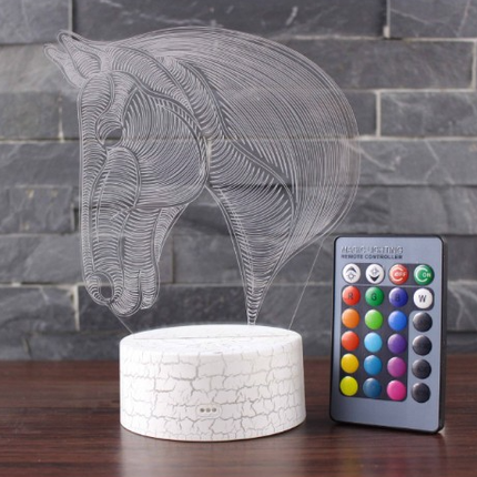 3D LED natlampe med optisk hestehoved