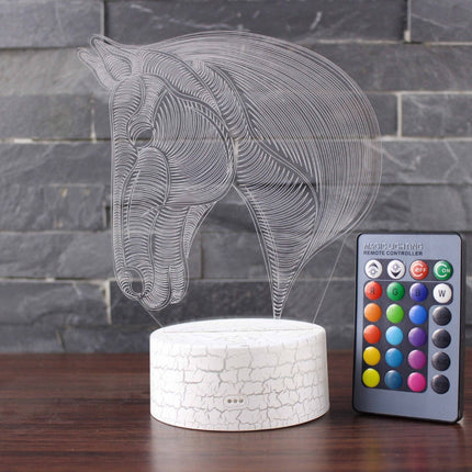 3D LED natlampe med optisk hestehoved