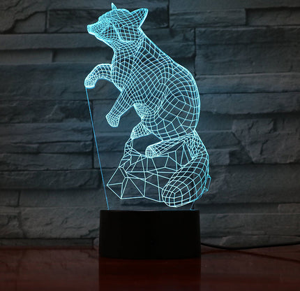 3D natlampe med optisk ræv illusion