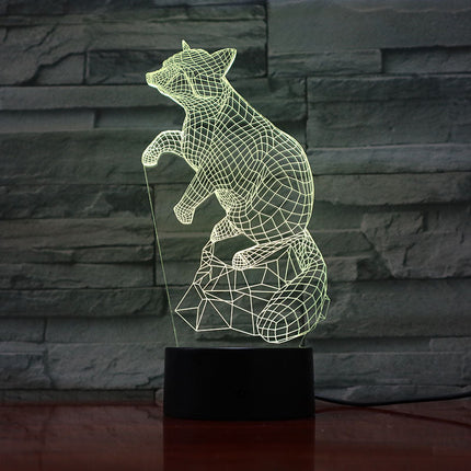 3D natlampe med optisk ræv illusion