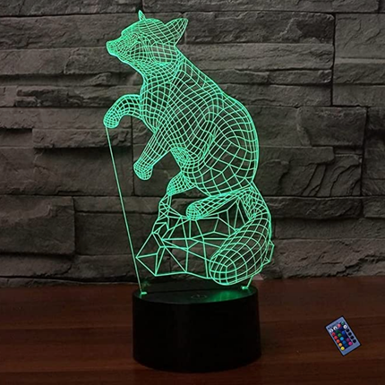3D natlampe med optisk ræv illusion
