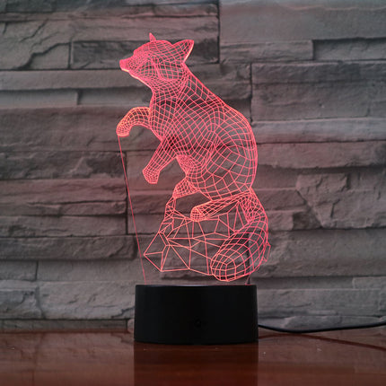 3D natlampe med optisk ræv illusion