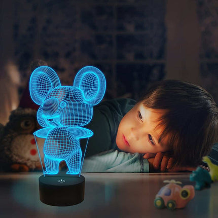 3D illusion koala natlampe med fjernbetjening