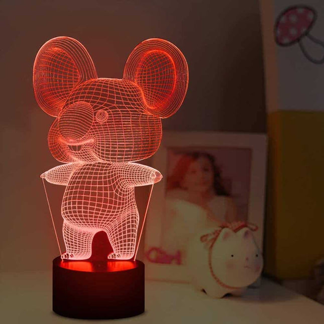 3D illusion koala natlampe med fjernbetjening