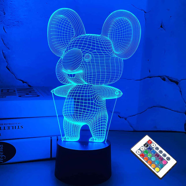3D illusion koala natlampe med fjernbetjening