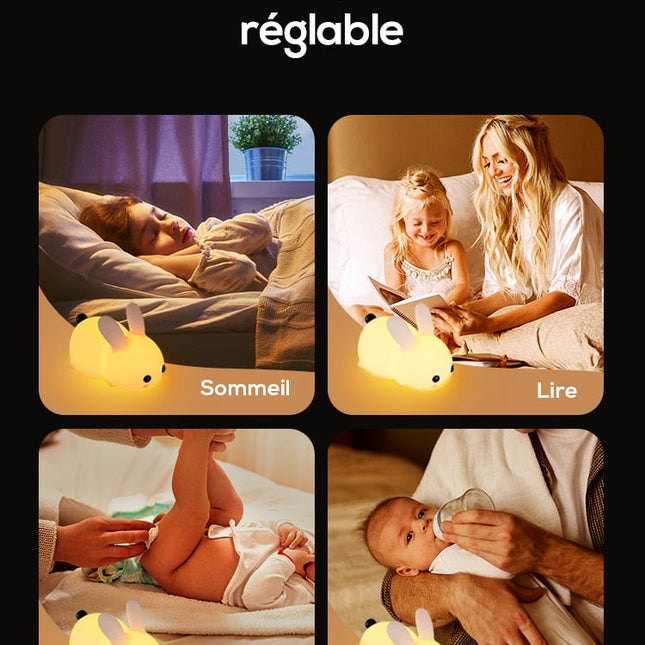 Silikone kanin natlampe med touch kontrol