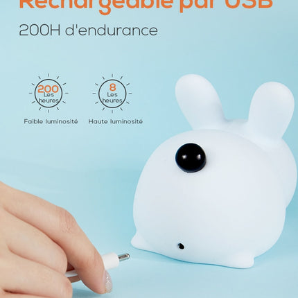 Silikone kanin natlampe med touch kontrol