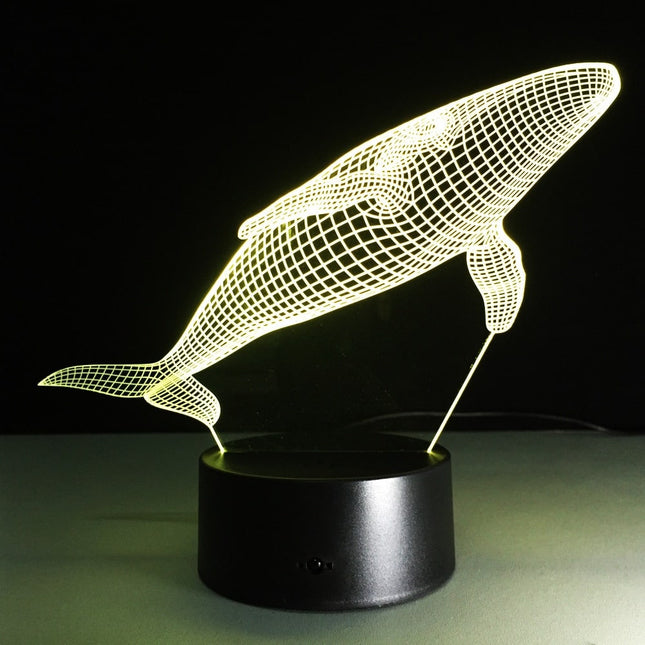 3D LED natlampe med hval design