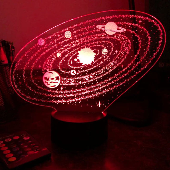 Solsystem 3D LED illusion natlampe