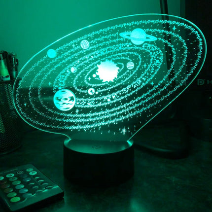 Solsystem 3D LED illusion natlampe