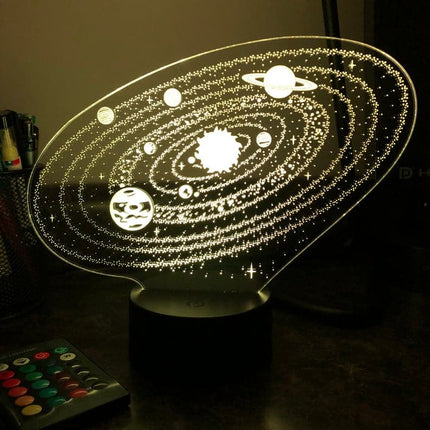 Solsystem 3D LED illusion natlampe