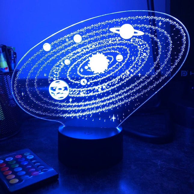 Solsystem 3D LED illusion natlampe