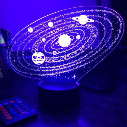 Solsystem 3D LED illusion natlampe