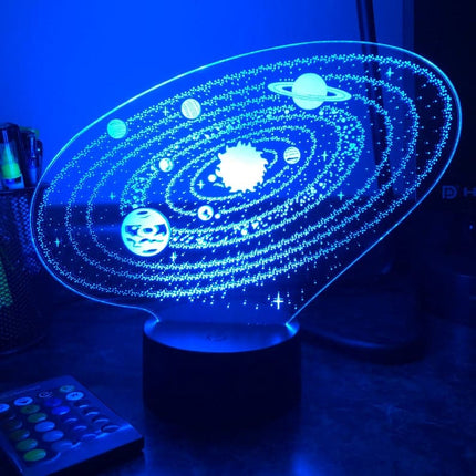 Solsystem 3D LED illusion natlampe