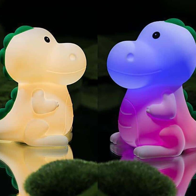 Sød dinosaur natlampe med farveskift