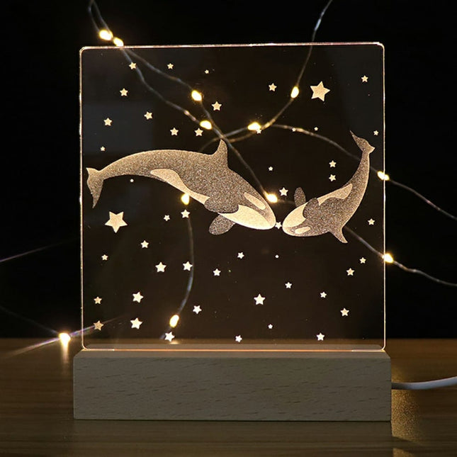 3D akryl natlampe med hvaler par
