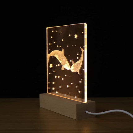 3D akryl natlampe med hvaler par