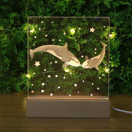 3D akryl natlampe med hvaler par