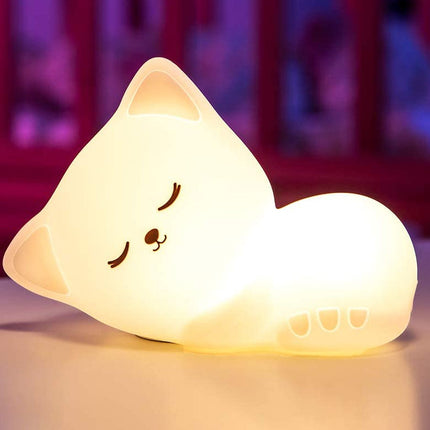 Sovende kat natlampe i blød silikone