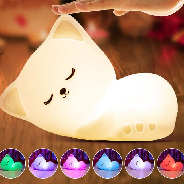 Sovende kat natlampe i blød silikone